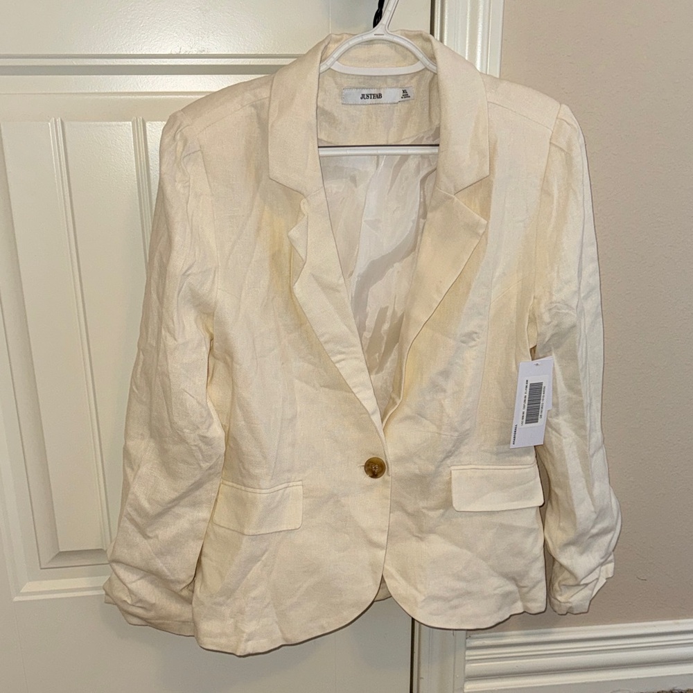 JustFab Cream Blazer Jacket